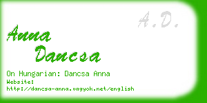 anna dancsa business card